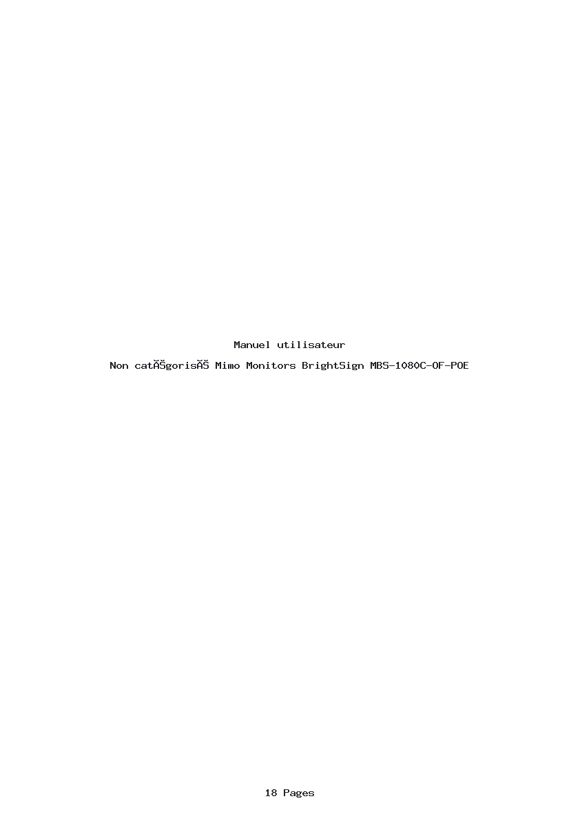 Page 1 de la notice Manuel utilisateur Mimo Monitors BrightSign MBS-1080C-OF-POE