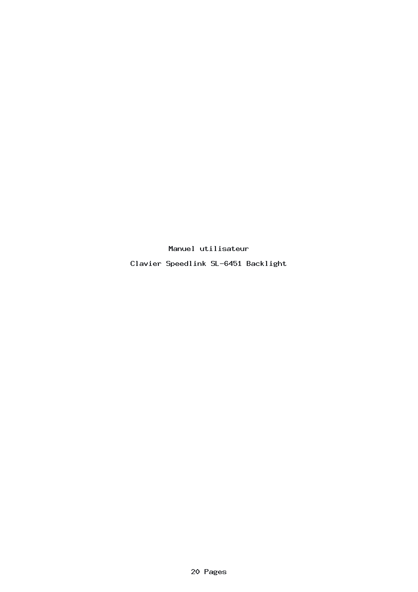 Page 1 de la notice Manuel utilisateur Speedlink SL-6451 Backlight