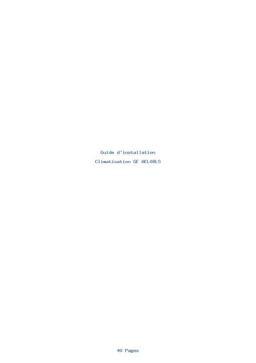 Page 1 de la notice Guide d'installation GE AEL08LS