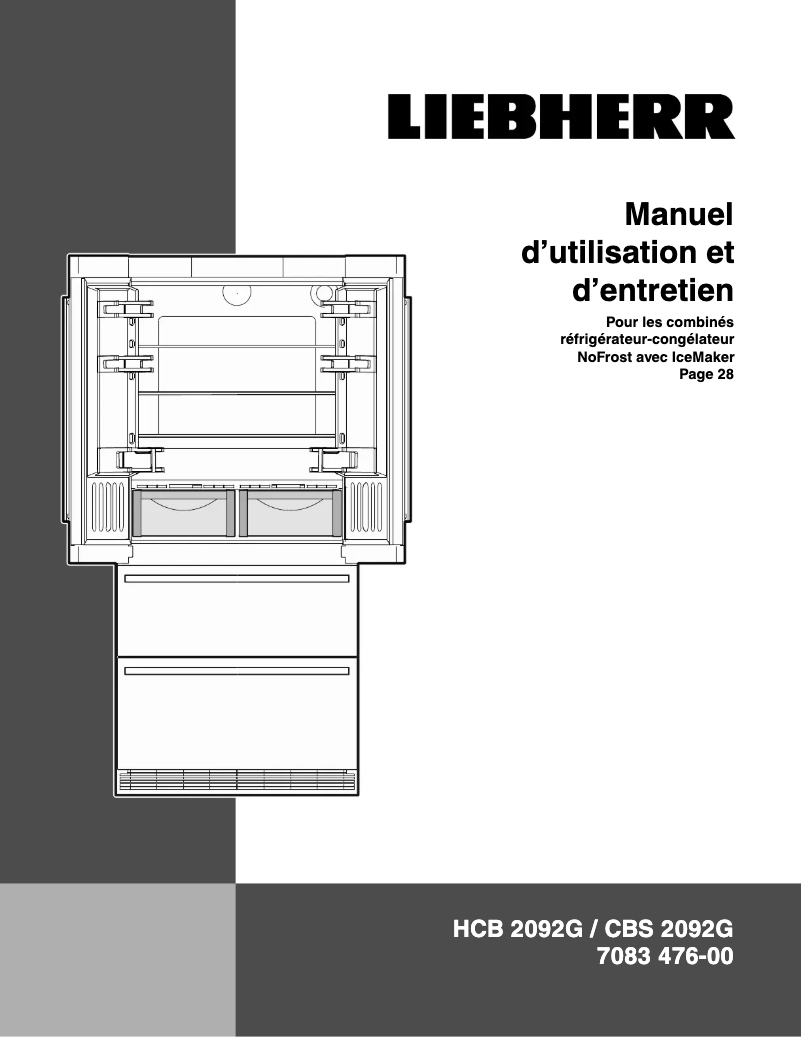 Page 1 de la notice Manuel utilisateur Liebherr HCB 2092G