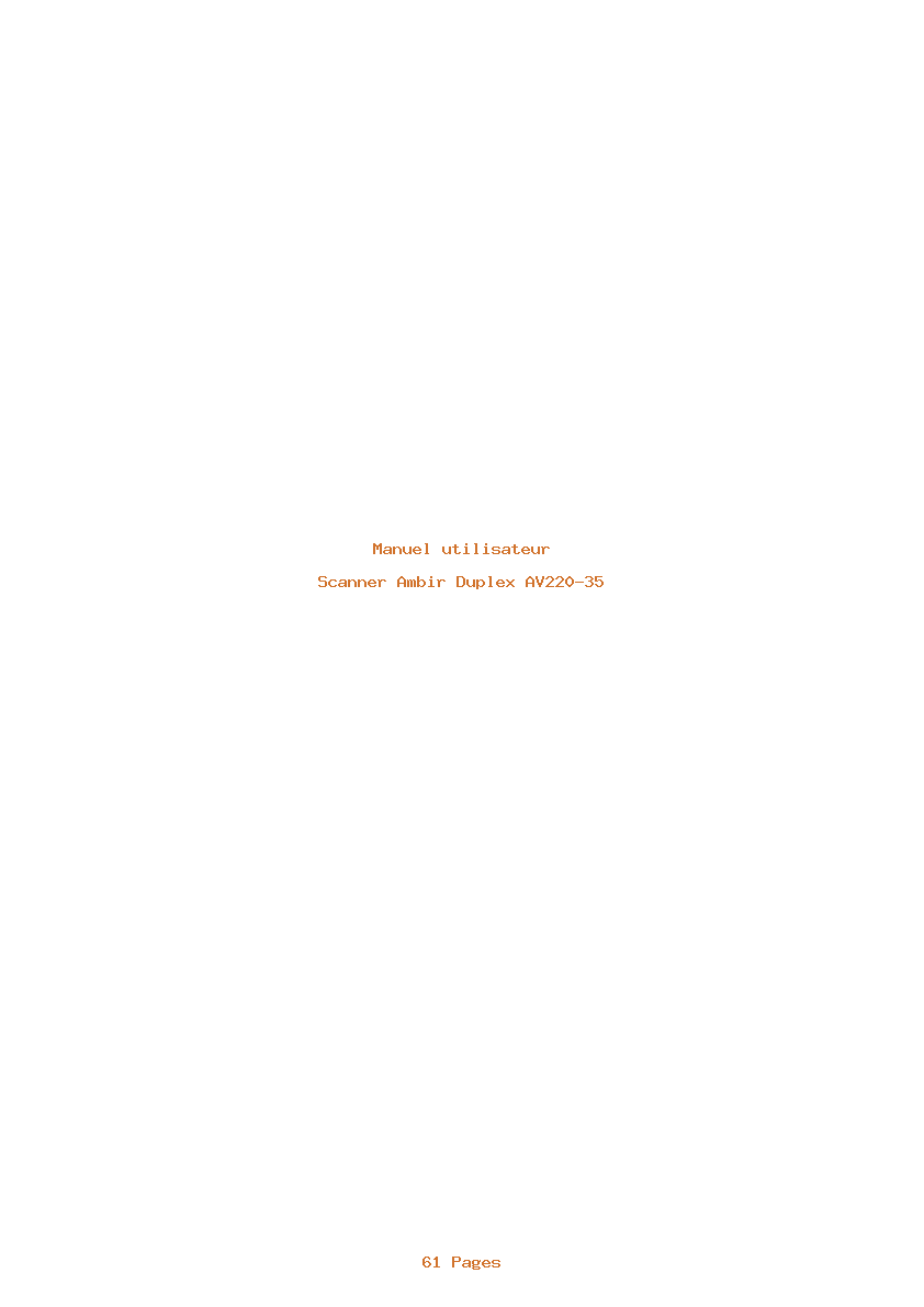 Page 1 de la notice Manuel utilisateur Ambir Duplex AV220-35