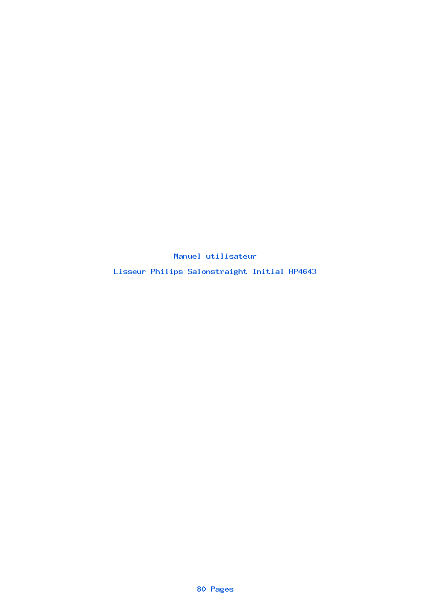 Page 1 de la notice Manuel utilisateur Philips Salonstraight Initial HP4643