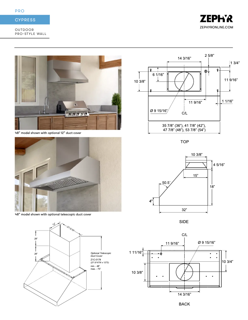 Página 1 del manual Ficha técnica Zephyr AK7854CS