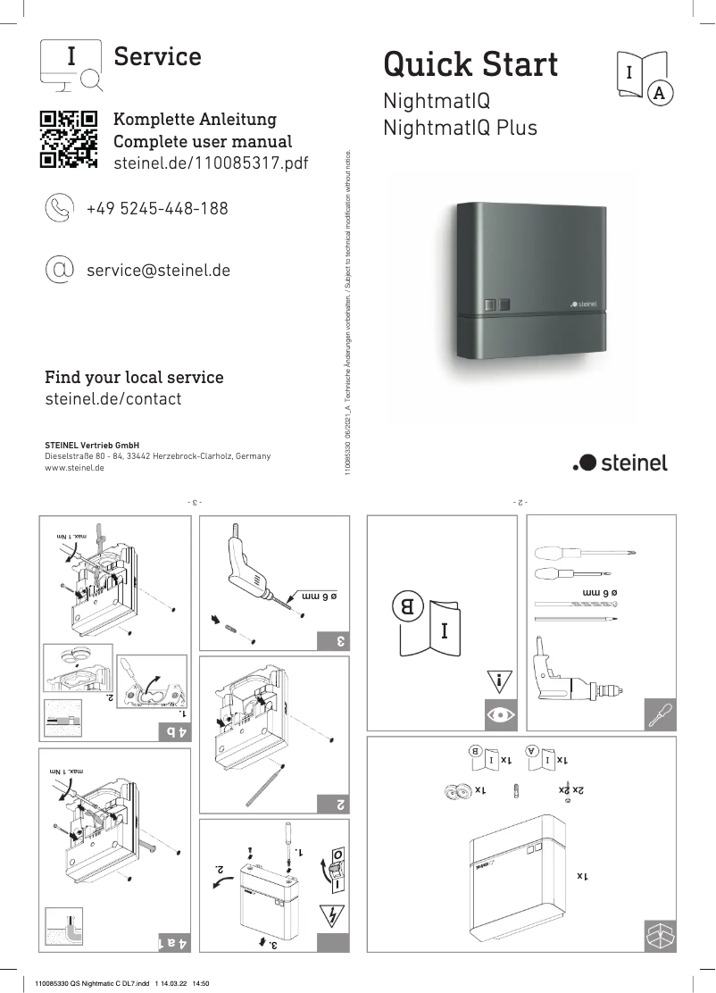 Página 1 del manual Guía de inicio rápido Steinel NightmatIQ