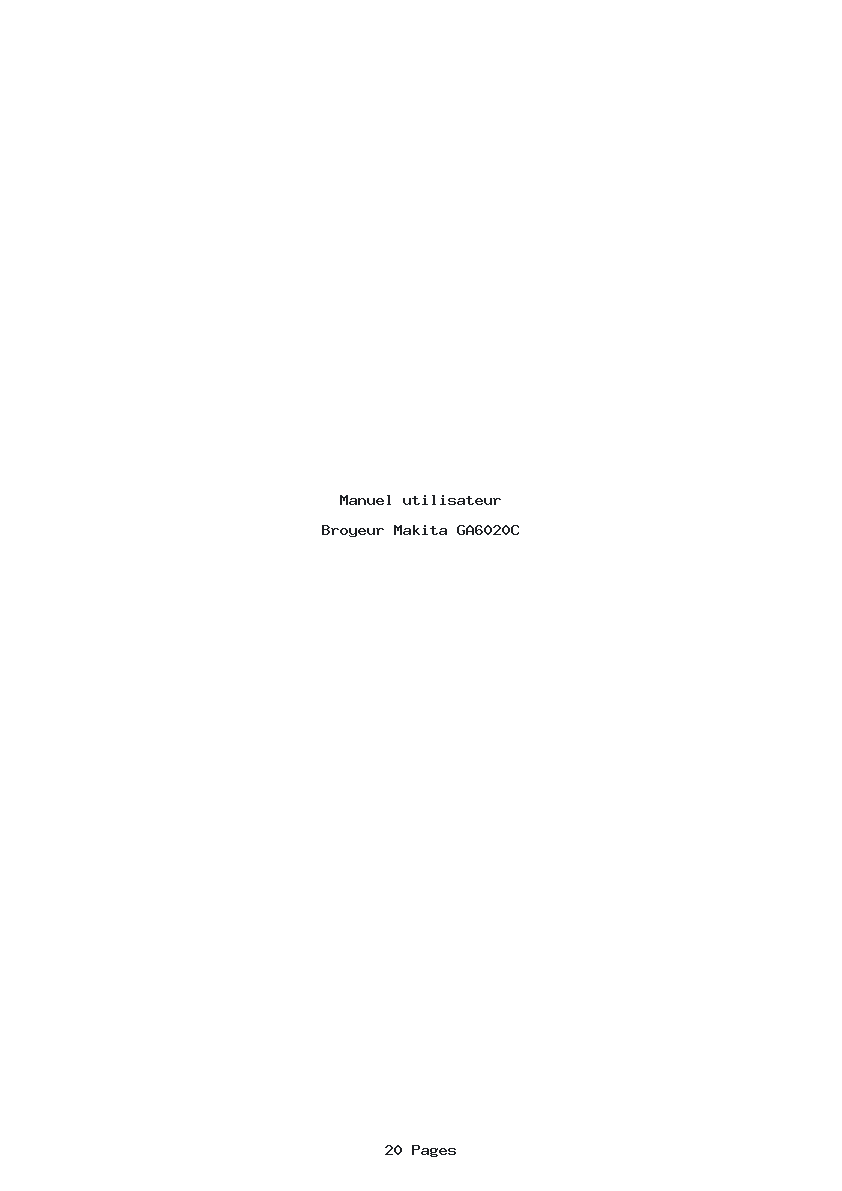 Page 1 de la notice Manuel utilisateur Makita GA6020C