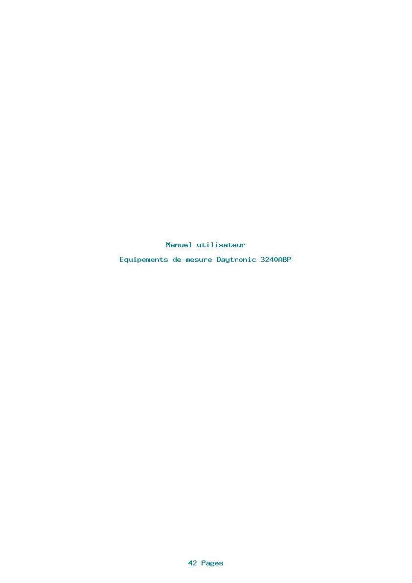 Page 1 de la notice Manuel utilisateur Daytronic 3240ABP