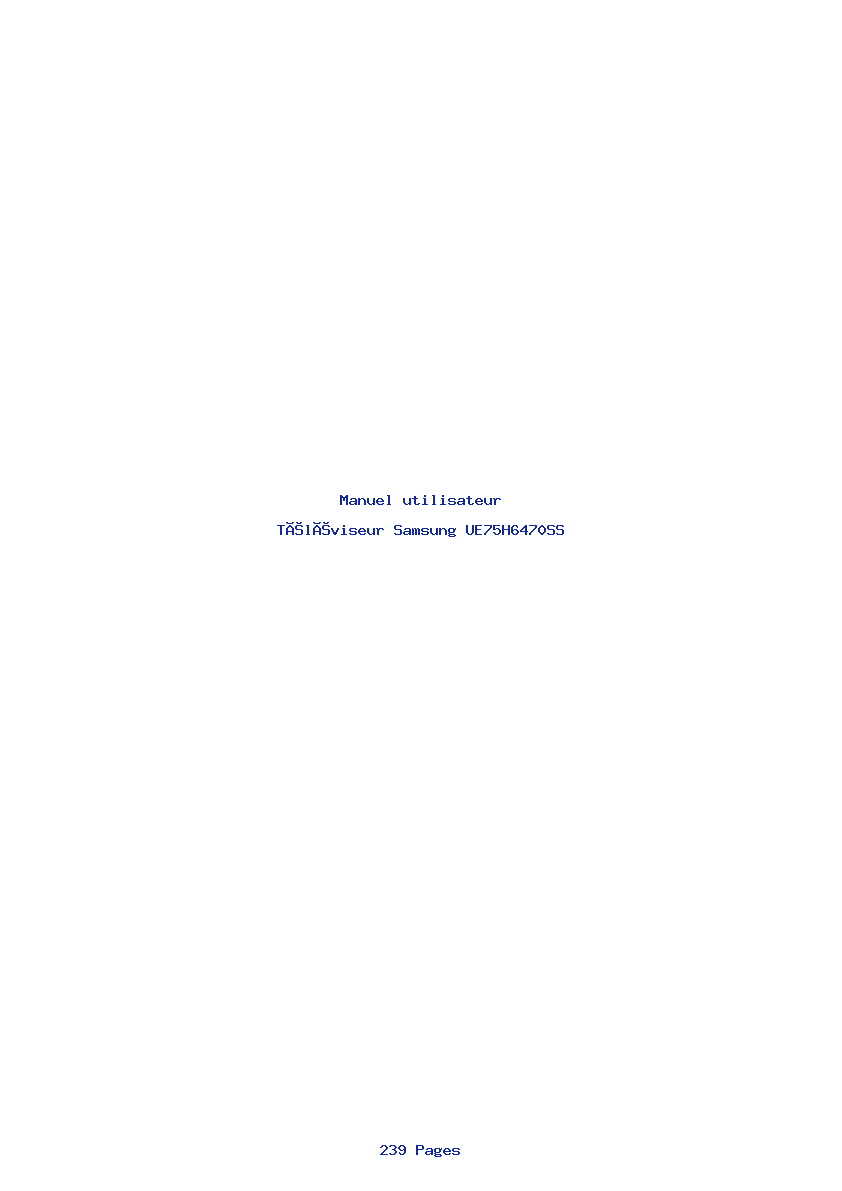 Page 1 de la notice Manuel utilisateur Samsung UE75H6470SS