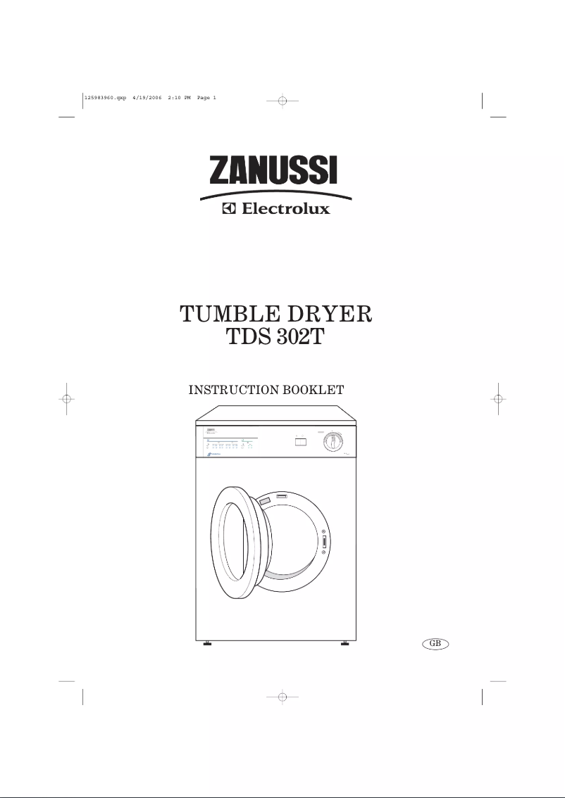 Page 1 de la notice Manuel utilisateur Zanussi-Electrolux TDS302T