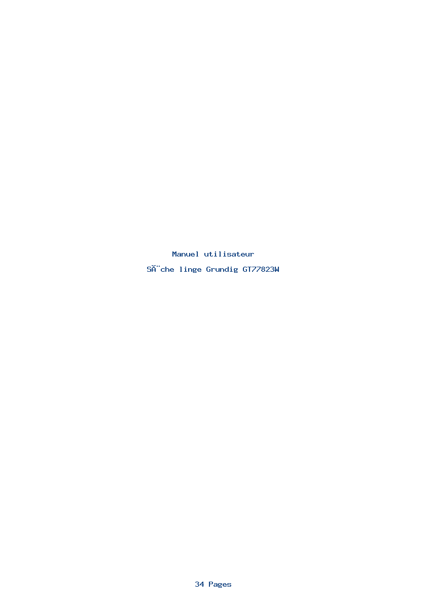 Page 1 de la notice Manuel utilisateur Grundig GT77823W