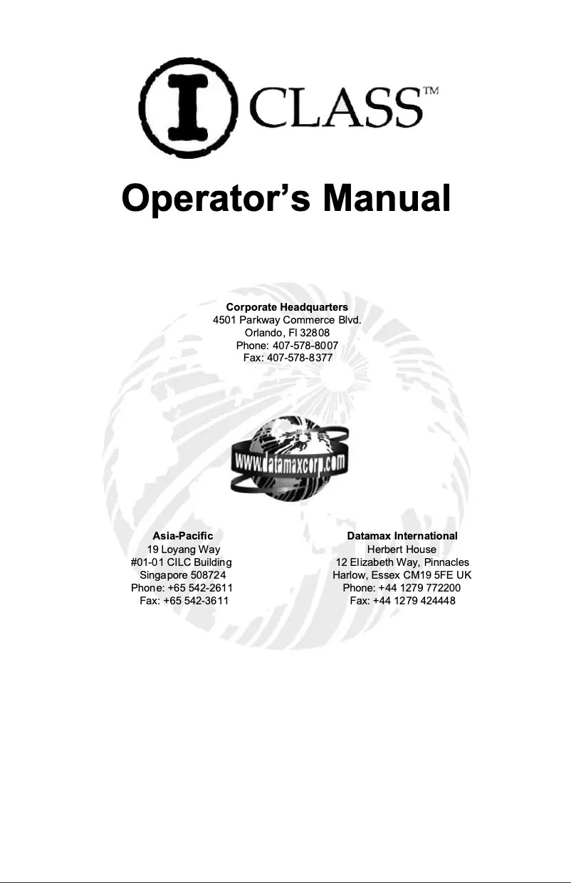 Page 1 de la notice Manuel utilisateur Datamax-O'neil I-Class I4208
