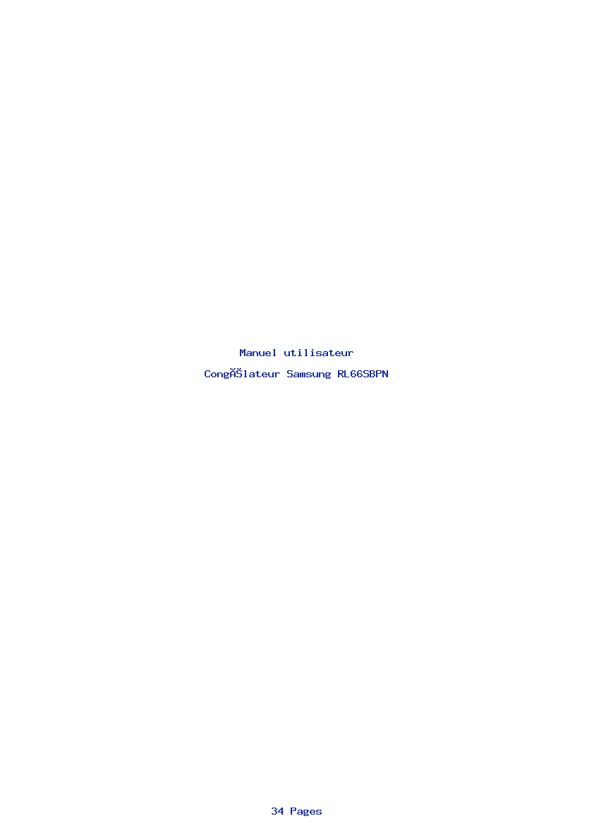 Page 1 de la notice Manuel utilisateur Samsung RL66SBPN