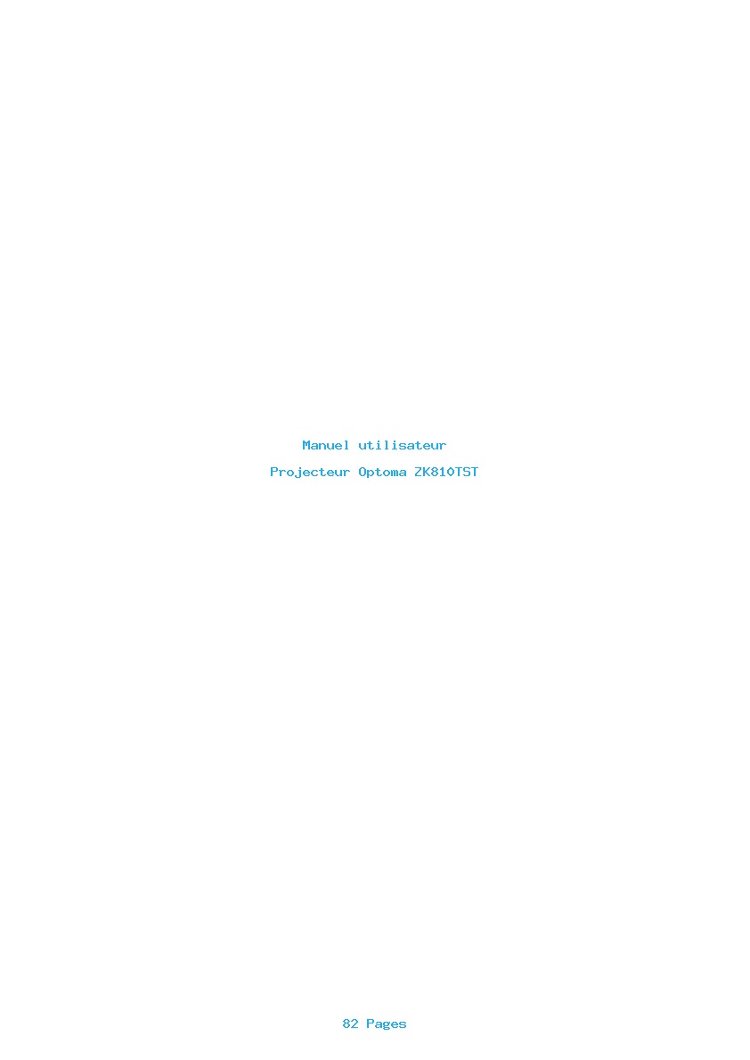 Page 1 de la notice Manuel utilisateur Optoma ZK810TST