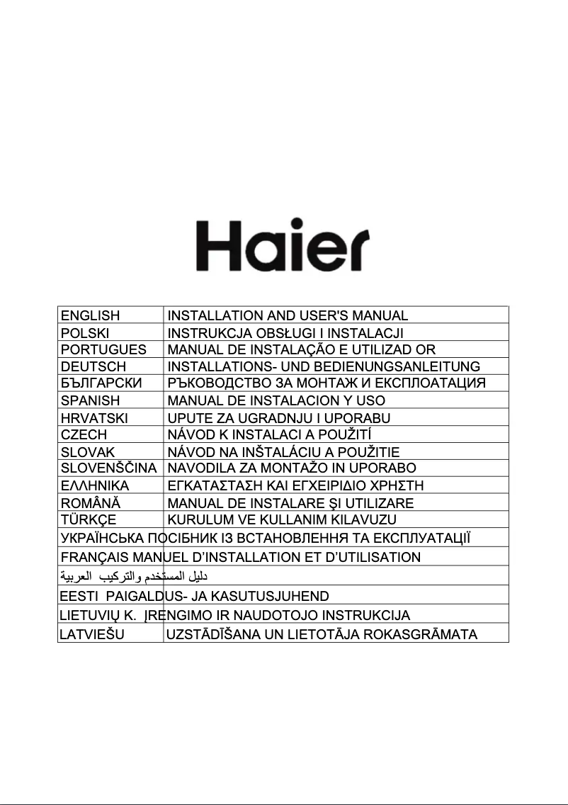 Page 1 de la notice Manuel utilisateur Haier HATS6CBS4B