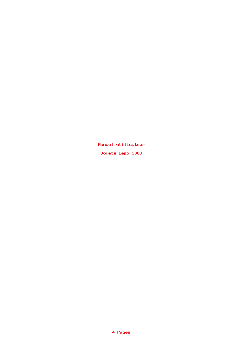 Page 1 de la notice Manuel utilisateur Lego 9389