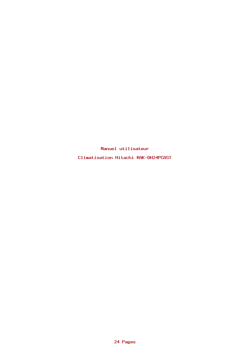 Page 1 de la notice Manuel utilisateur Hitachi RAK-DH24PCAST