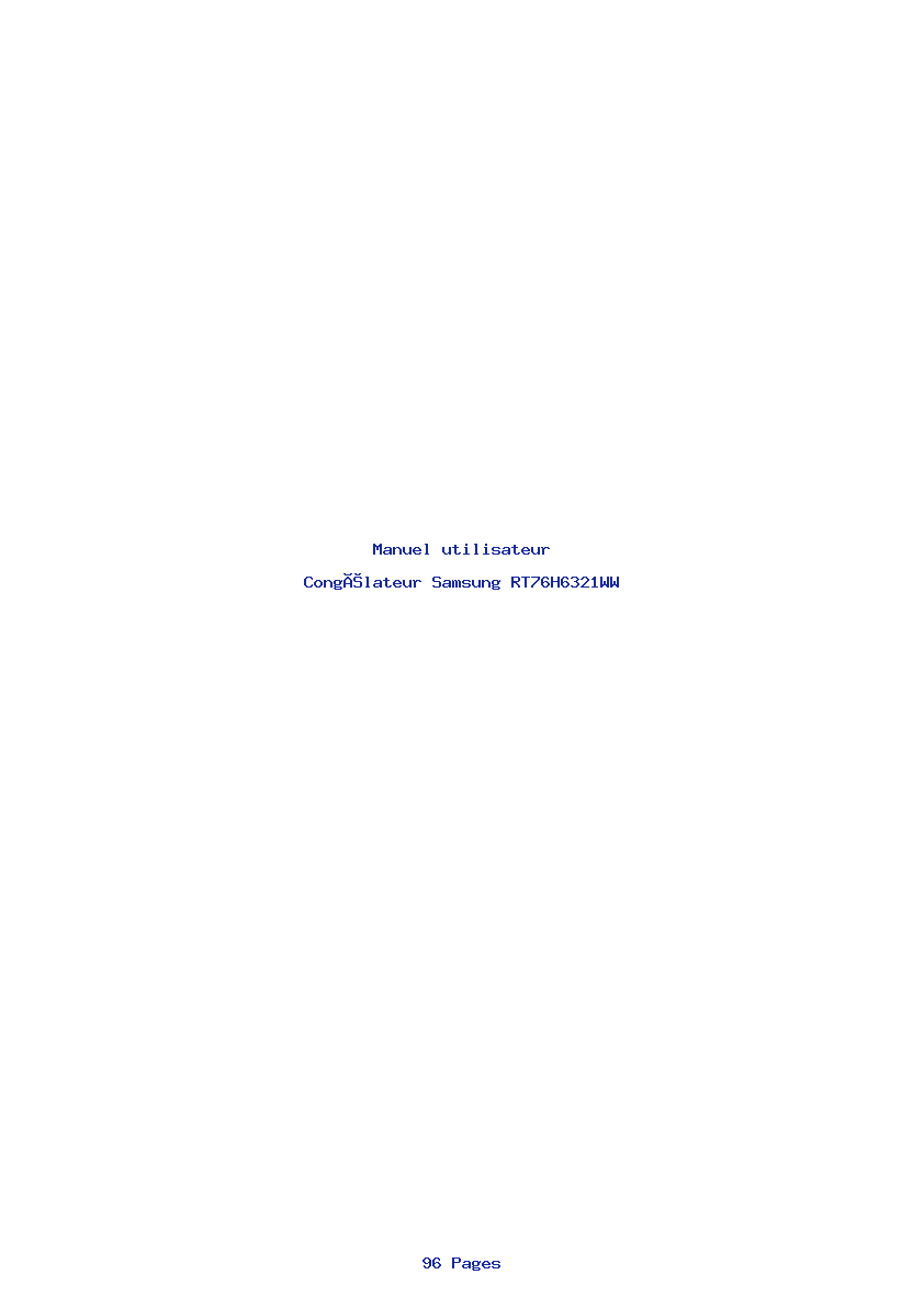 Page 1 de la notice Manuel utilisateur Samsung RT76H6321WW