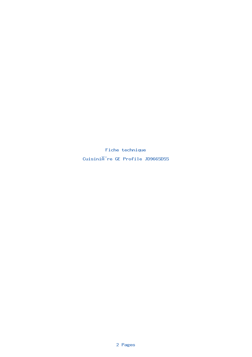 Image de la première page du manuel de l'appareil Profile JD966SDSS