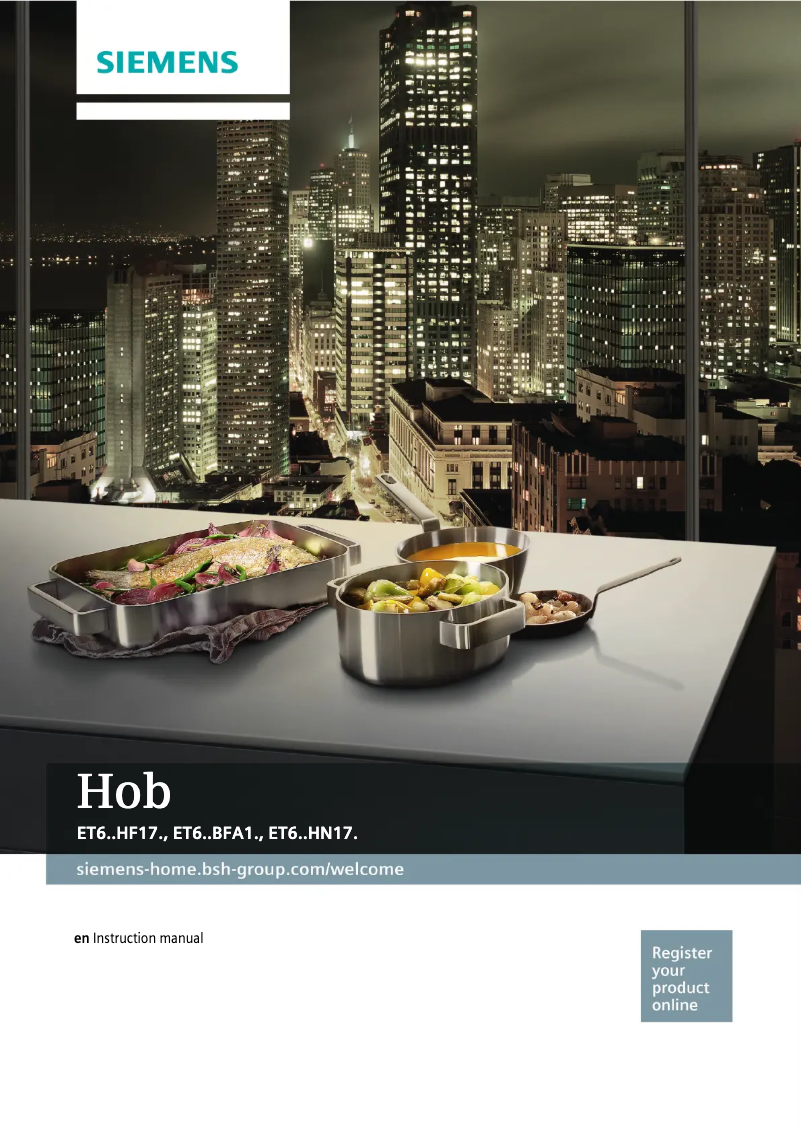 Page 1 de la notice Manuel d'utilisation et d'entretien Siemens ET645HN17E