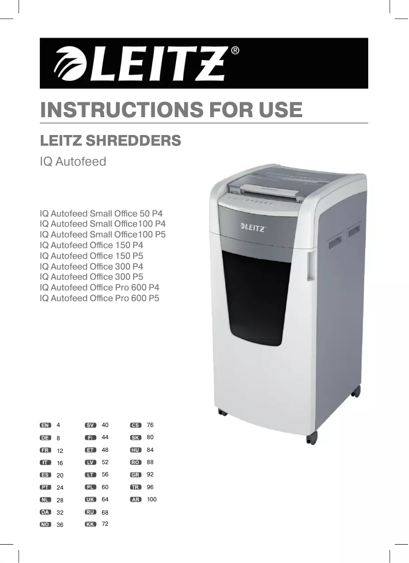 Page 1 de la notice Manuel utilisateur Leitz IQ Autofeed Office Pro 600 P4