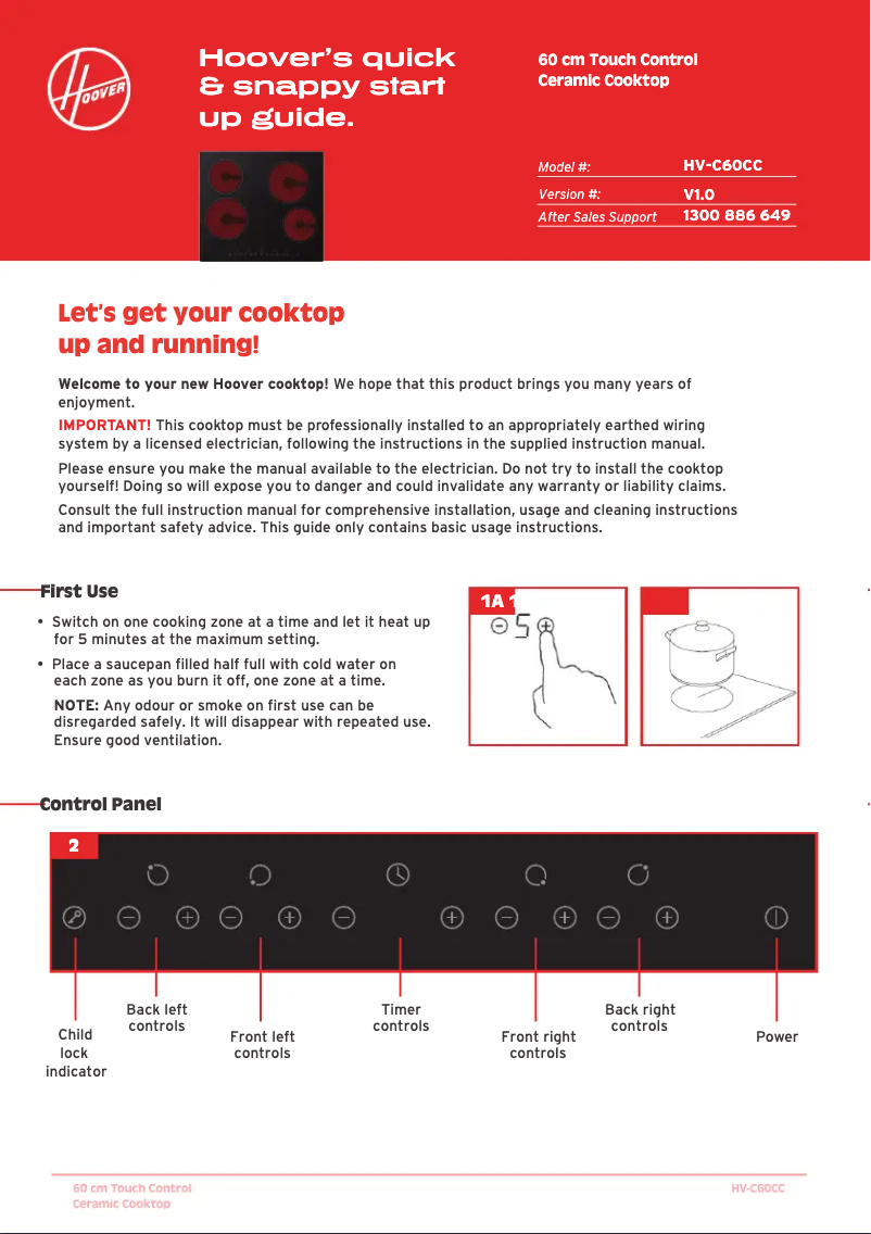 Página 1 del manual Guía de inicio rápido Hoover HV-C60CC
