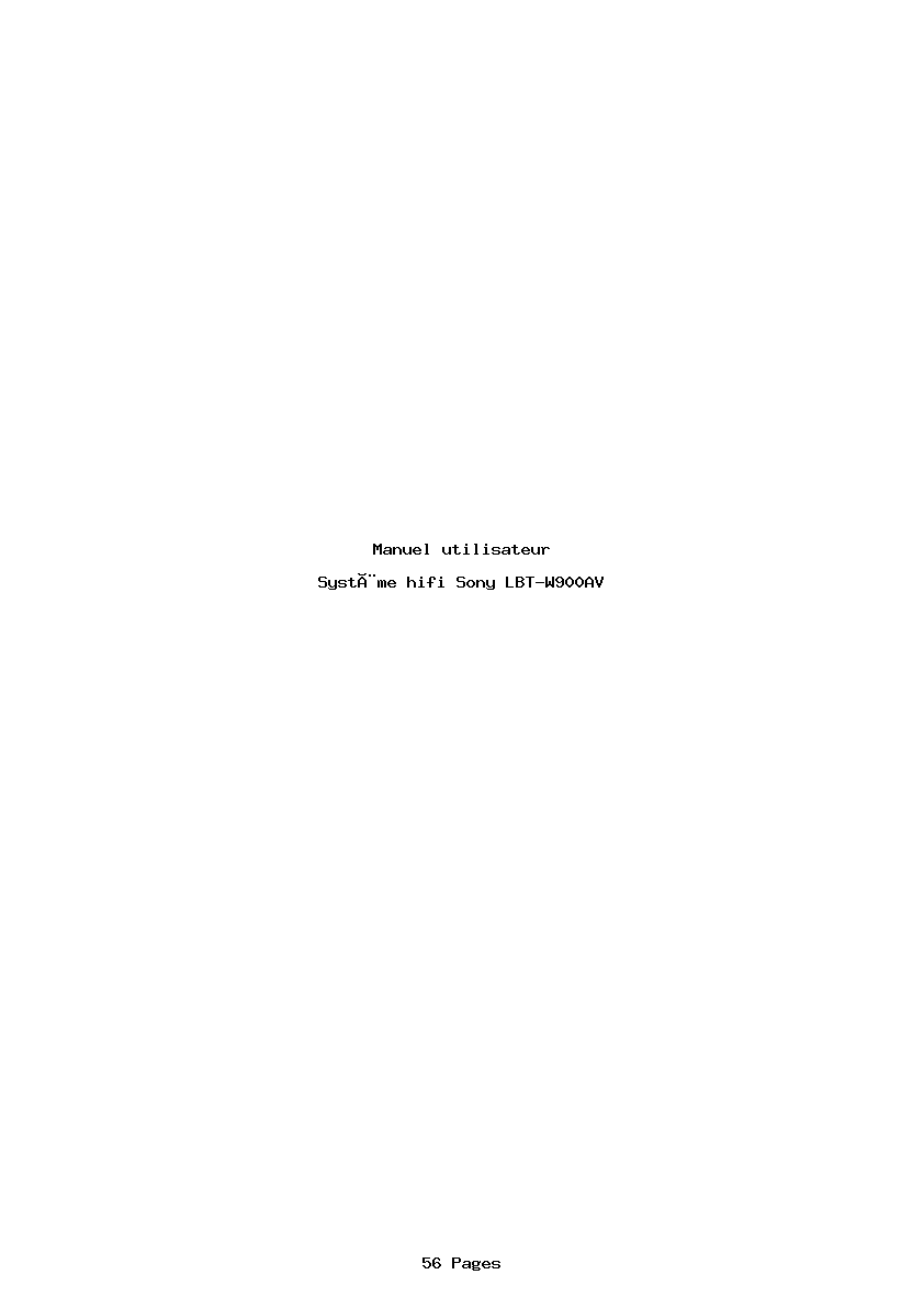 Page 1 de la notice Manuel utilisateur Sony LBT-W900AV