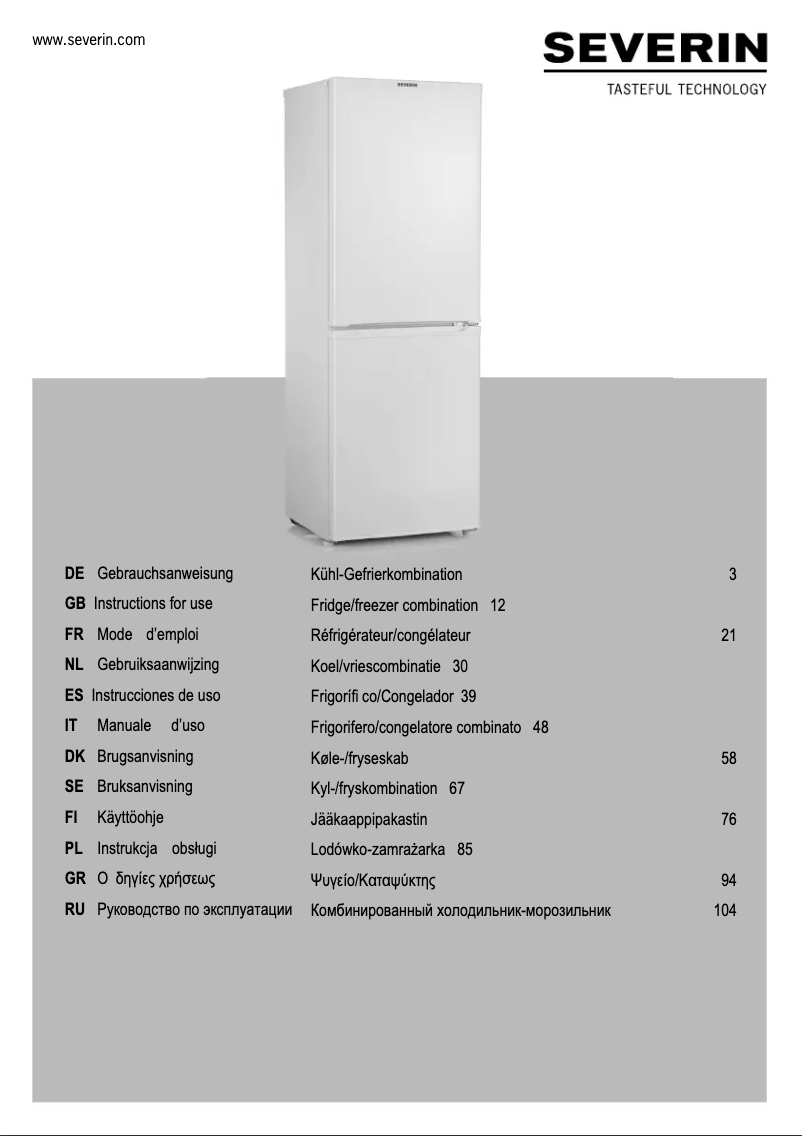Page 1 de la notice Manuel utilisateur Severin KS 9784