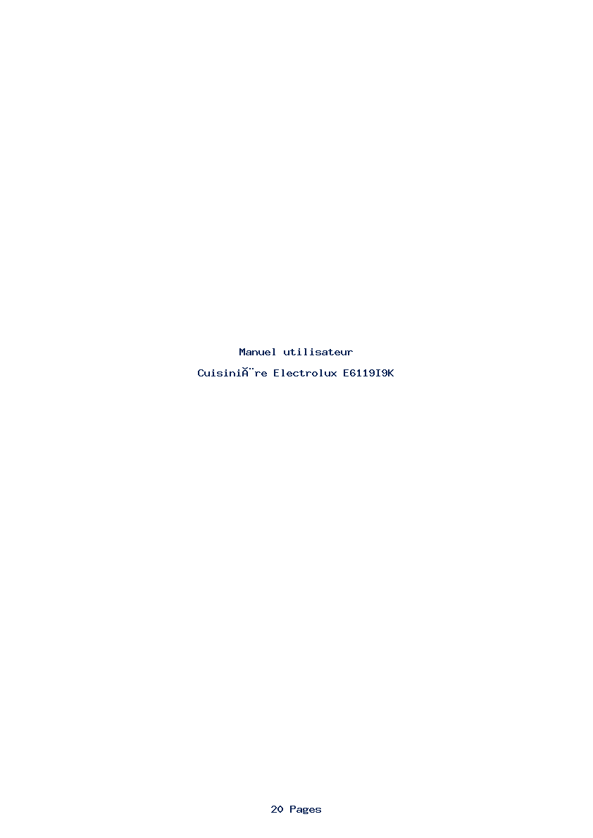 Page 1 de la notice Manuel utilisateur Electrolux E6119I9K