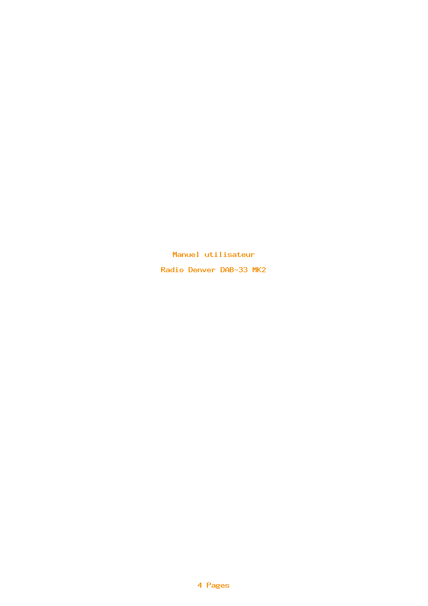 Page 1 de la notice Manuel utilisateur Denver DAB-33 MK2