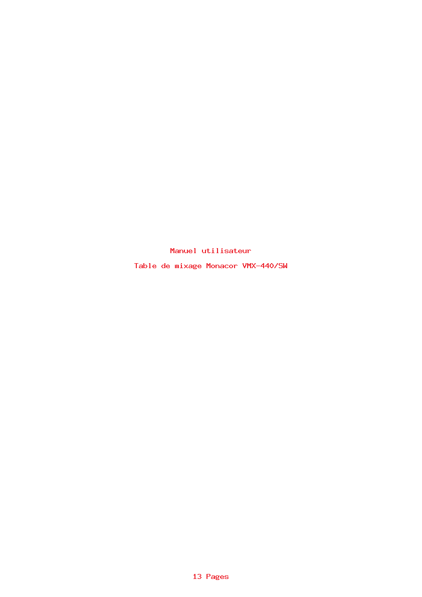Page 1 de la notice Manuel utilisateur Monacor VMX-440/SW