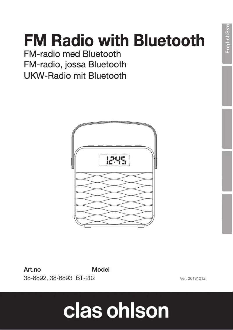 Page 1 of the manual User Manual Clas Ohlson BT-202