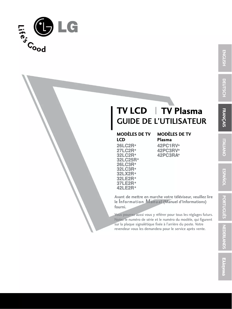Page 1 de la notice Manuel utilisateur LG 32LC25R