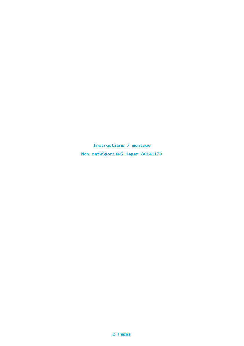 Page 1 de la notice Instructions / montage Hager 80141170