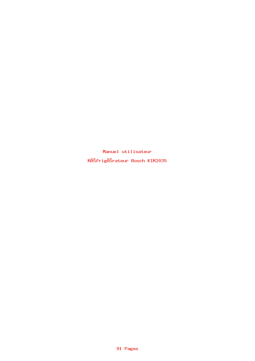 Page 1 de la notice Manuel utilisateur Bosch KIR2035