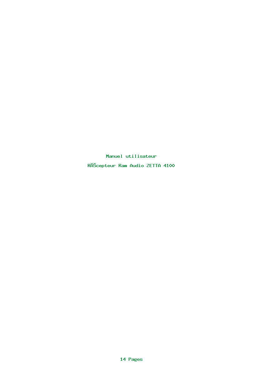 Page 1 de la notice Manuel utilisateur Ram Audio ZETTA 4100