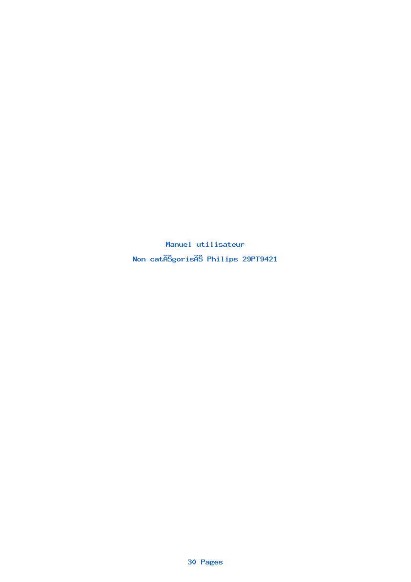 Page 1 de la notice Manuel utilisateur Philips 29PT9421