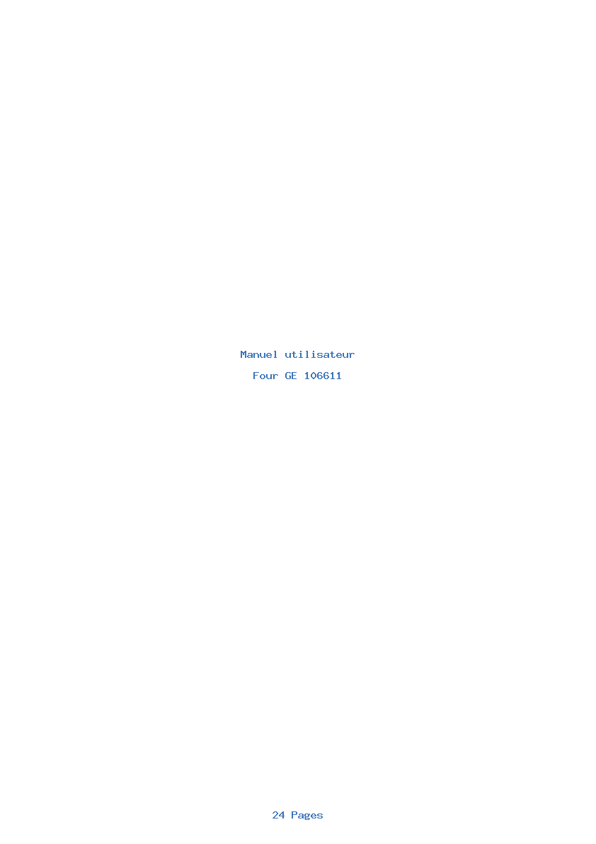 Page 1 de la notice Manuel utilisateur GE 106611