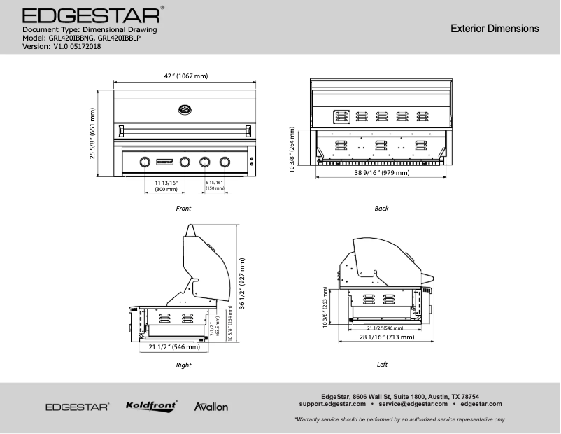 Page 1 de la notice Fiche technique EdgeStar GRL420IBBNG