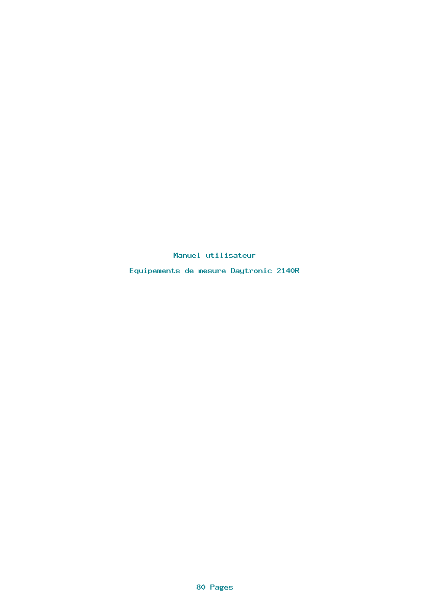 Page 1 de la notice Manuel utilisateur Daytronic 2140R
