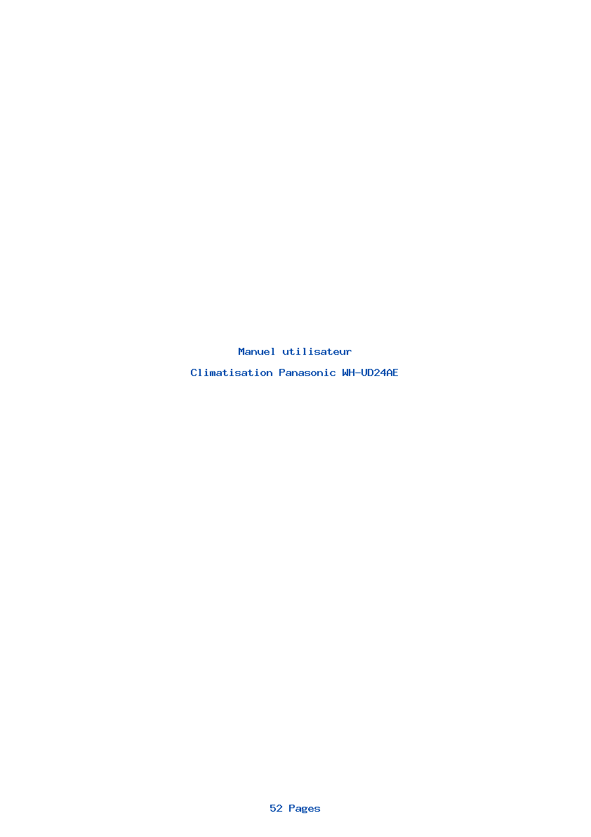 Page 1 de la notice Manuel utilisateur Panasonic WH-UD24AE
