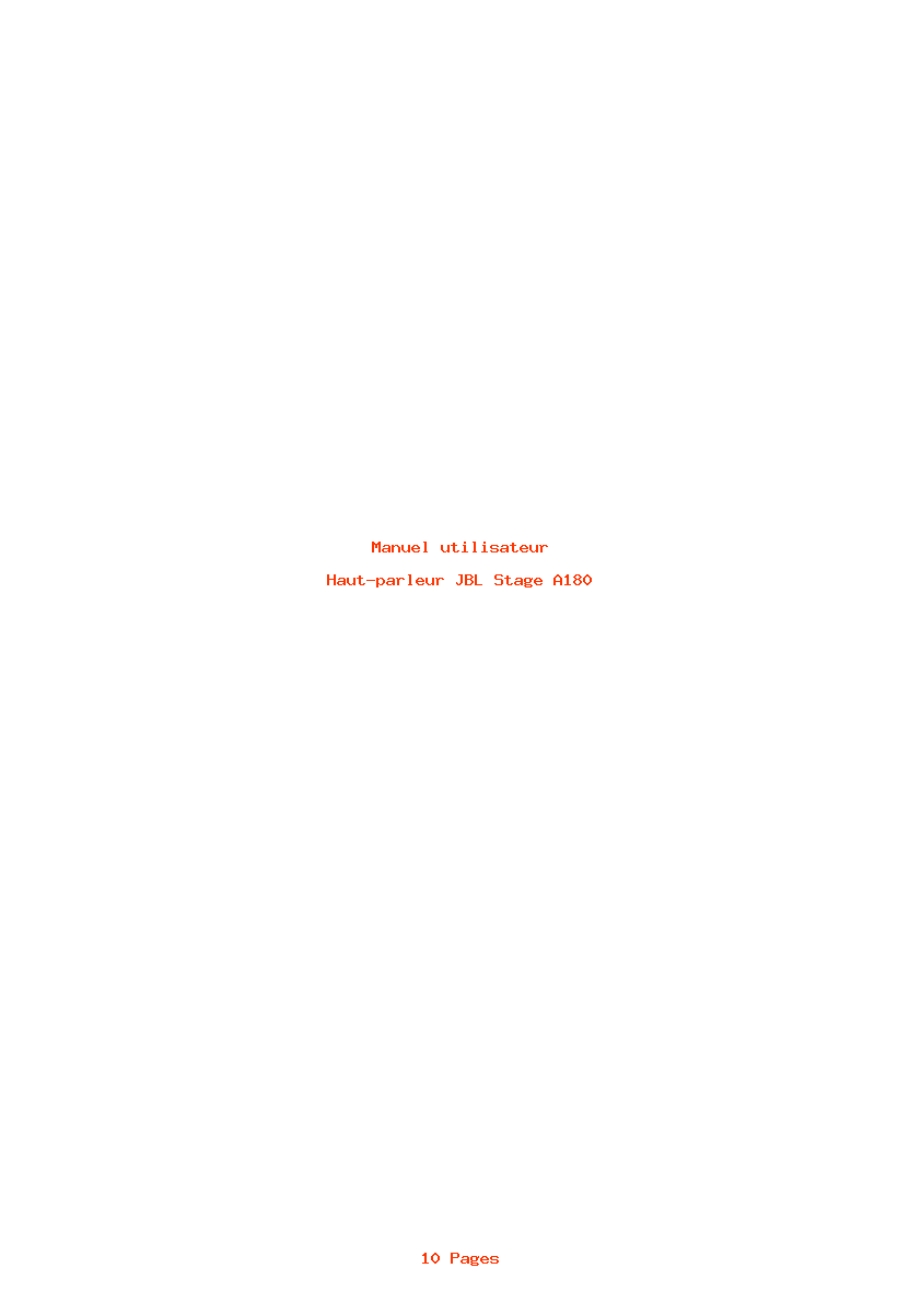 Page 1 de la notice Manuel utilisateur JBL Stage A180