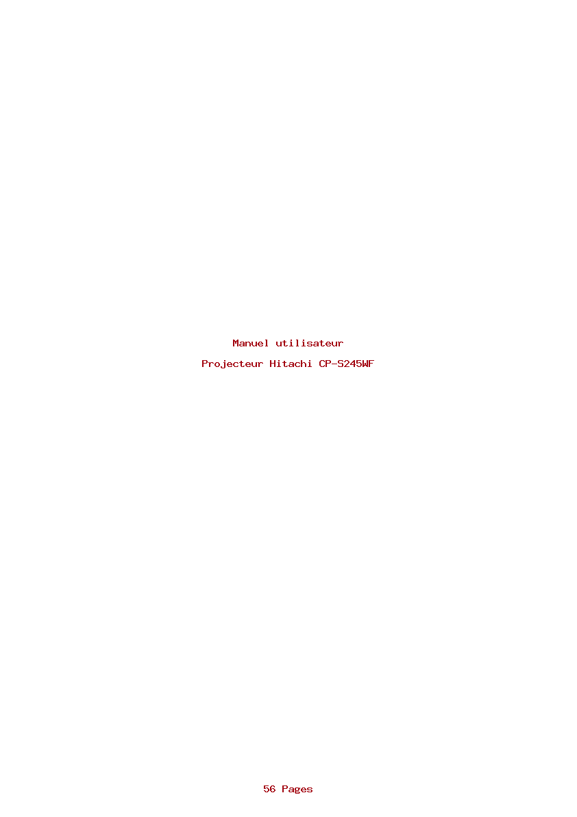 Page 1 de la notice Manuel utilisateur Hitachi CP-S245WF