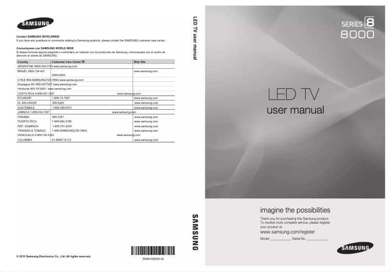 Page 1 de la notice Manuel utilisateur Samsung UN55C8000XR