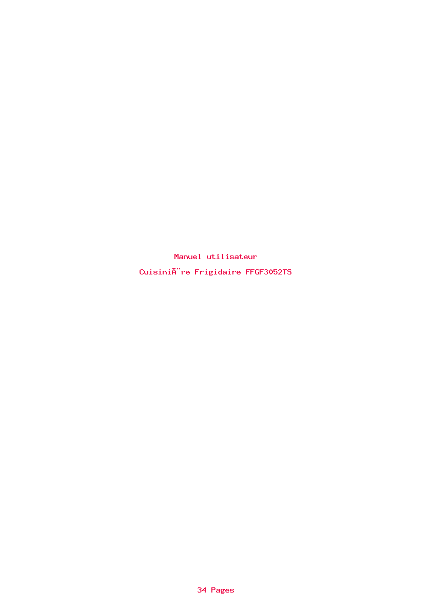 Page 1 de la notice Manuel utilisateur Frigidaire FFGF3052TS