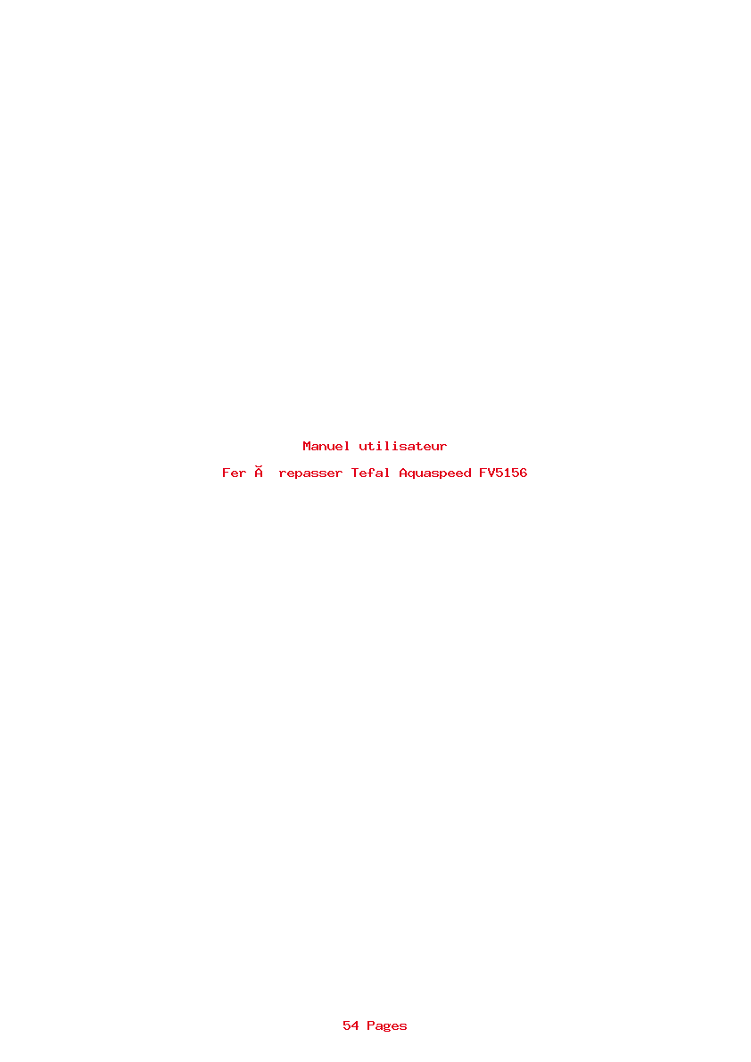 Page 1 de la notice Manuel utilisateur Tefal Aquaspeed FV5156