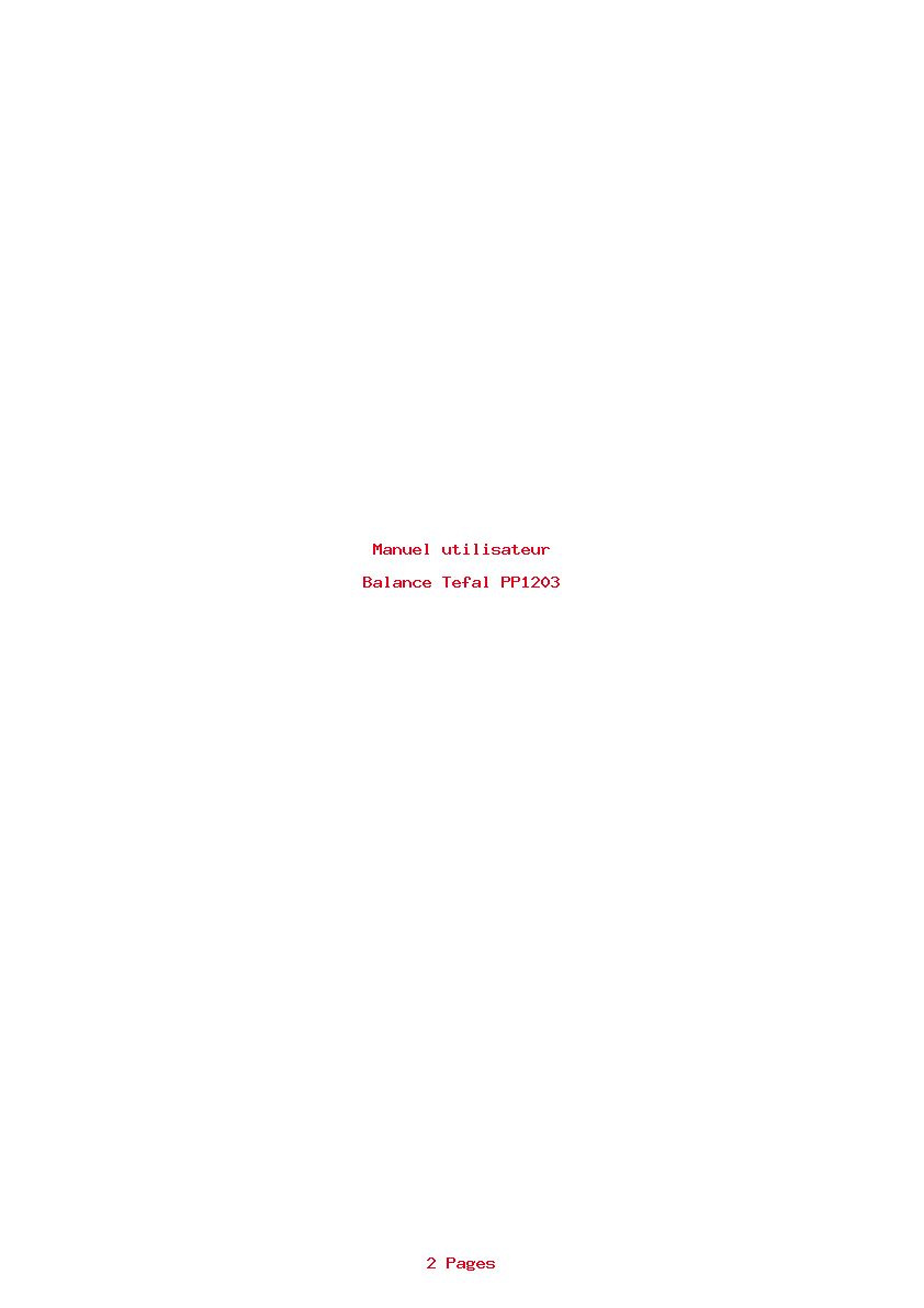 Page 1 de la notice Manuel utilisateur Tefal PP1203