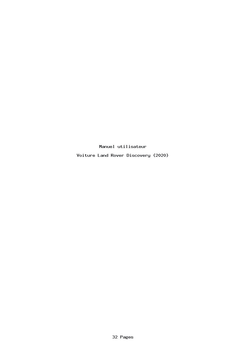 Page 1 de la notice Manuel utilisateur Land Rover Discovery (2020)