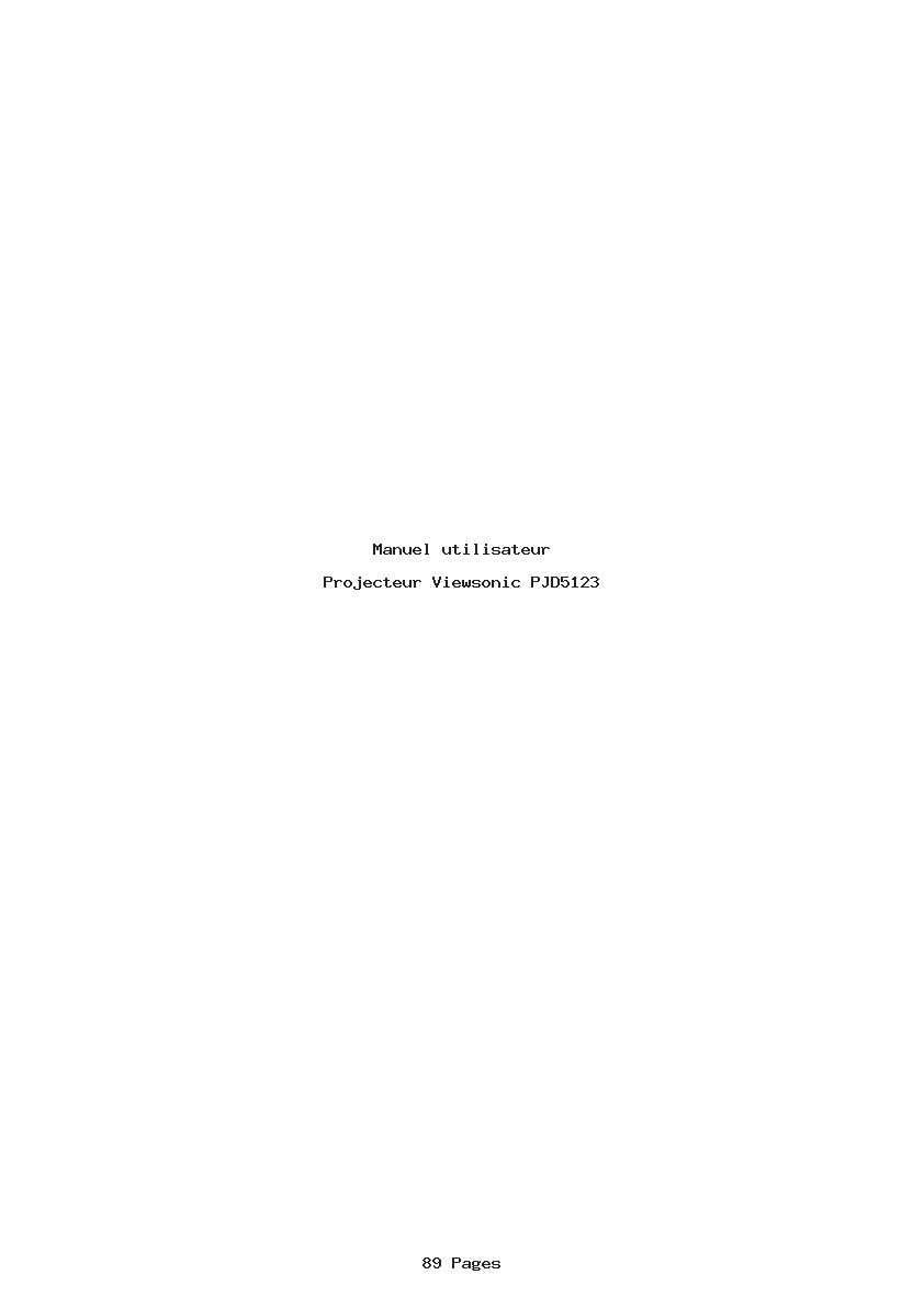 Page 1 de la notice Manuel utilisateur Viewsonic PJD5123