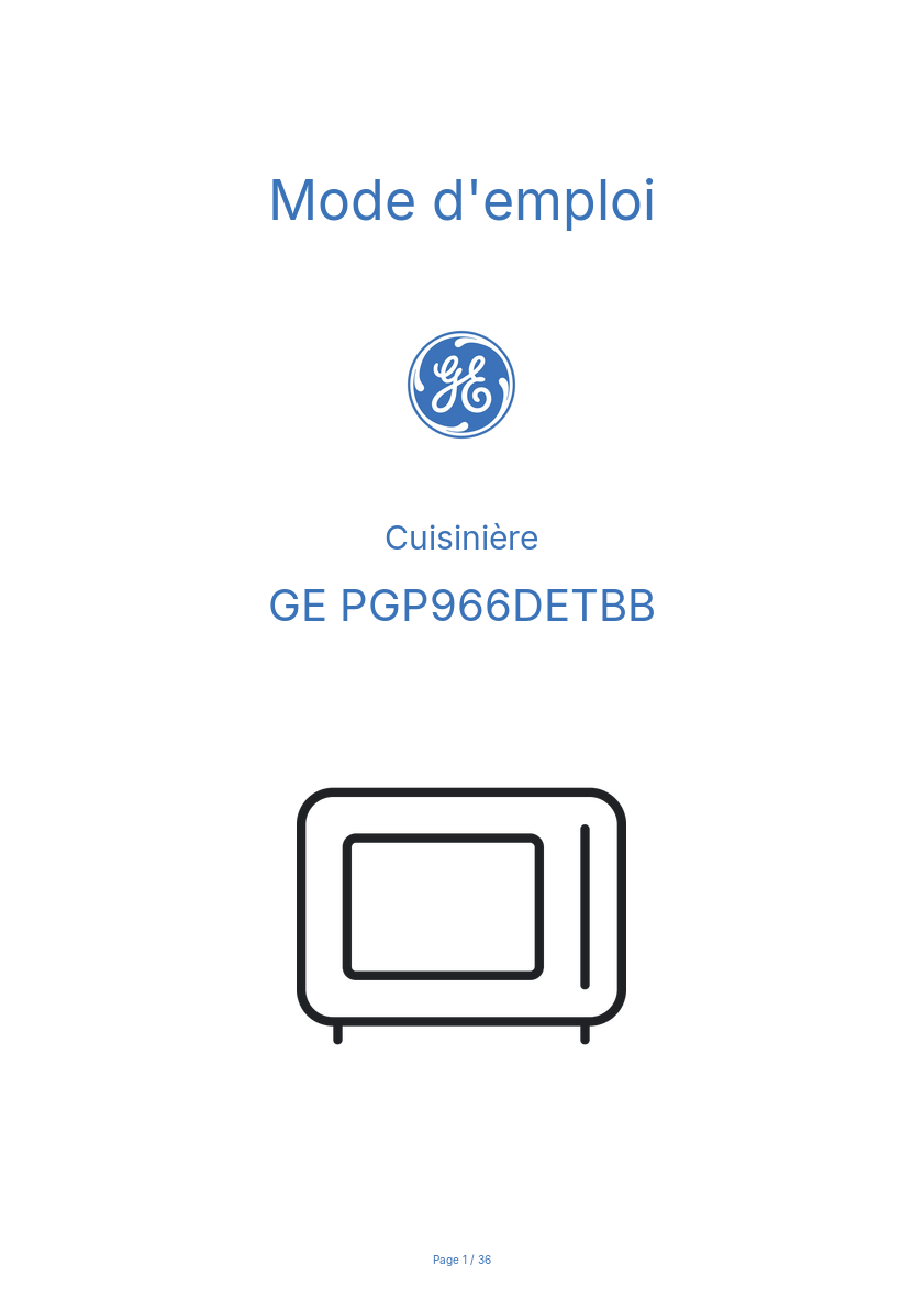 Page 1 de la notice Mode d'emploi GE PGP966DETBB