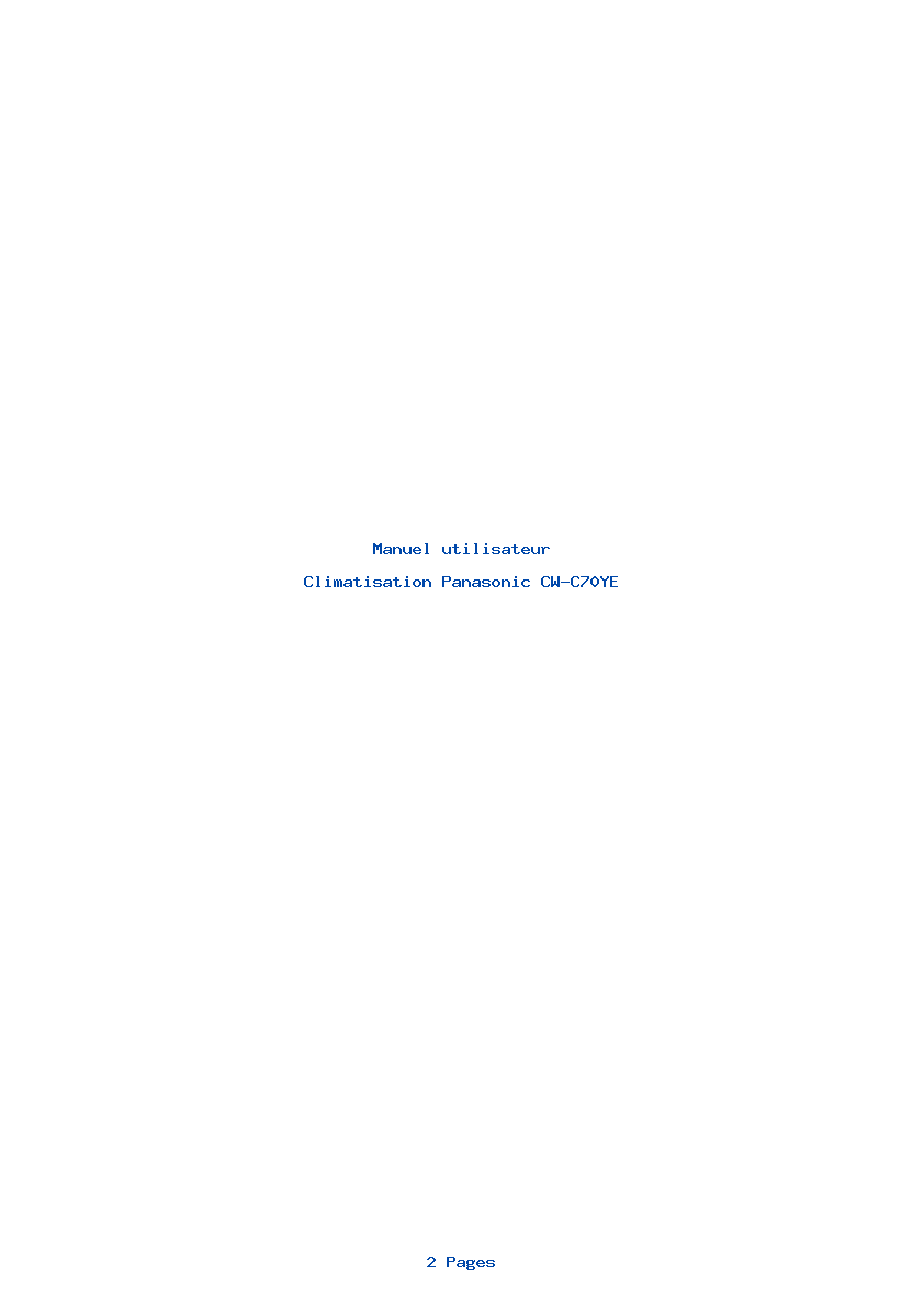 Page 1 de la notice Manuel utilisateur Panasonic CW-C70YE