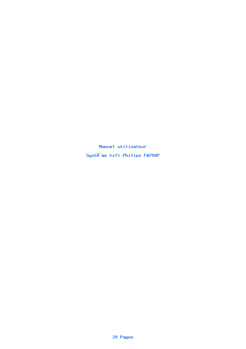 Page 1 de la notice Manuel utilisateur Philips FW788P